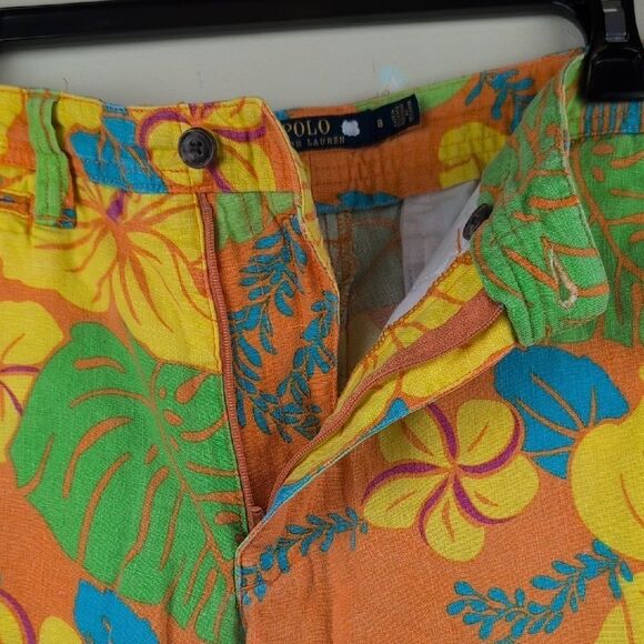 Polo Ralph Lauren Tropical Floral Shorts Size 8 Linen Blend Classic Summer - Picture 2 of 12
